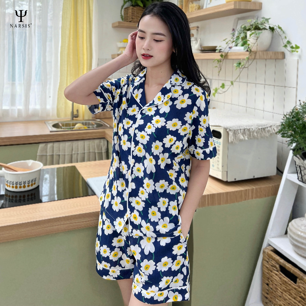 Bộ Pijama nữ cao cấp NARSIS, Set Pijama 3 màu họa tiết dễ thương dành cho nàng M2300204