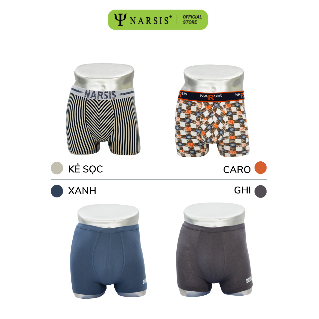 Combo quần lót nam Narsis F2013 boxer đùi chất vải cotton co giãn 4 chiều có lớp lót kháng khuẩn giao màu ngẫu nhiên