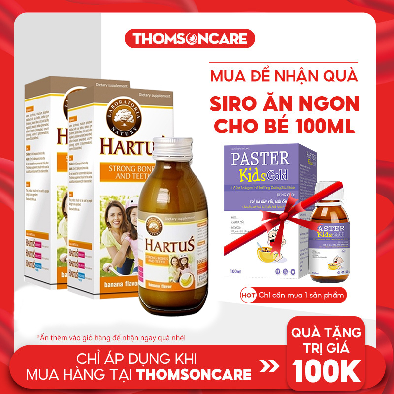 Combo 2 hộp Canxi Hartus cho bé - Bổ Sung Canxi tăng chiều cao cho trẻ từ Vitamin D3, Vitamin K hữu cơ , giúp hấp thụ