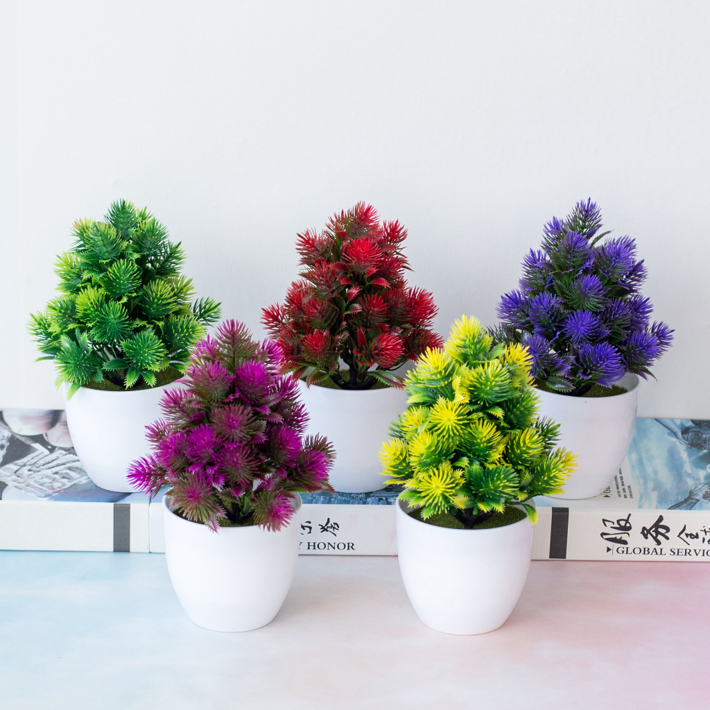 CÂY DỨA giả may mắn tài lộc kèm chậu 20cm - hoa trang trí, để bàn xinh xắn