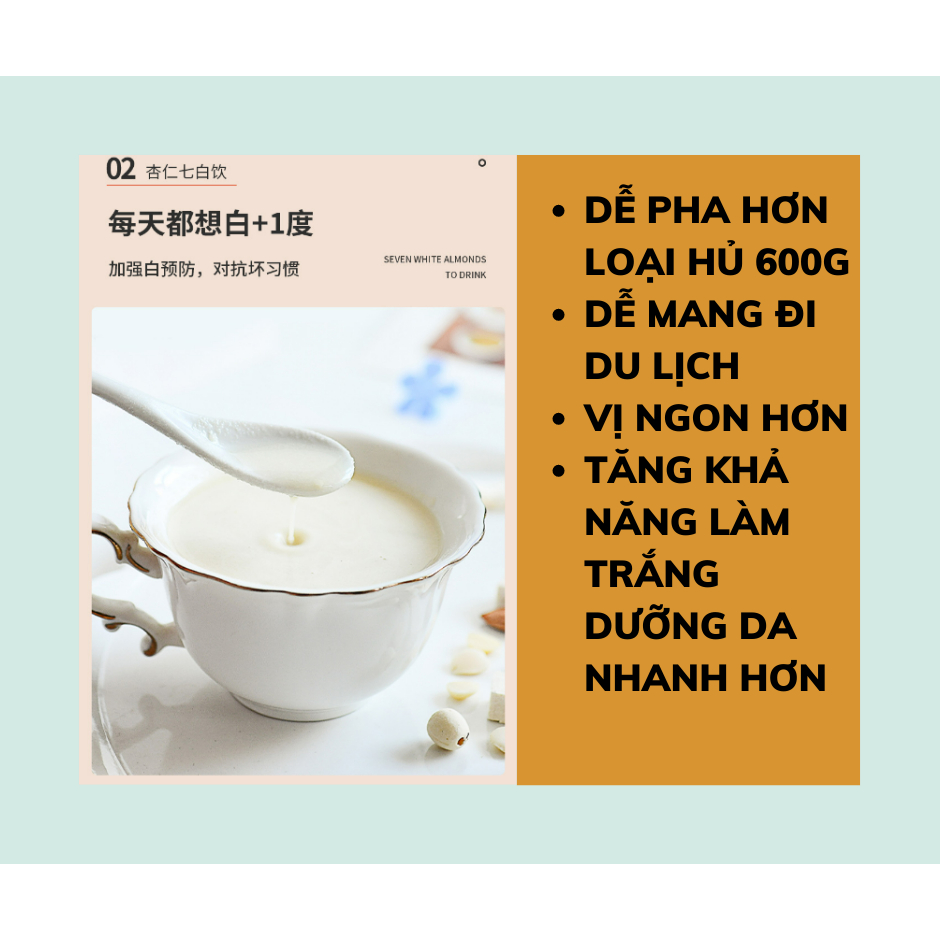 BỘT HẠNH NHÂN LÀM TRẮNG DA MỜ NÁM 300g 12 gói_HỘP 500G