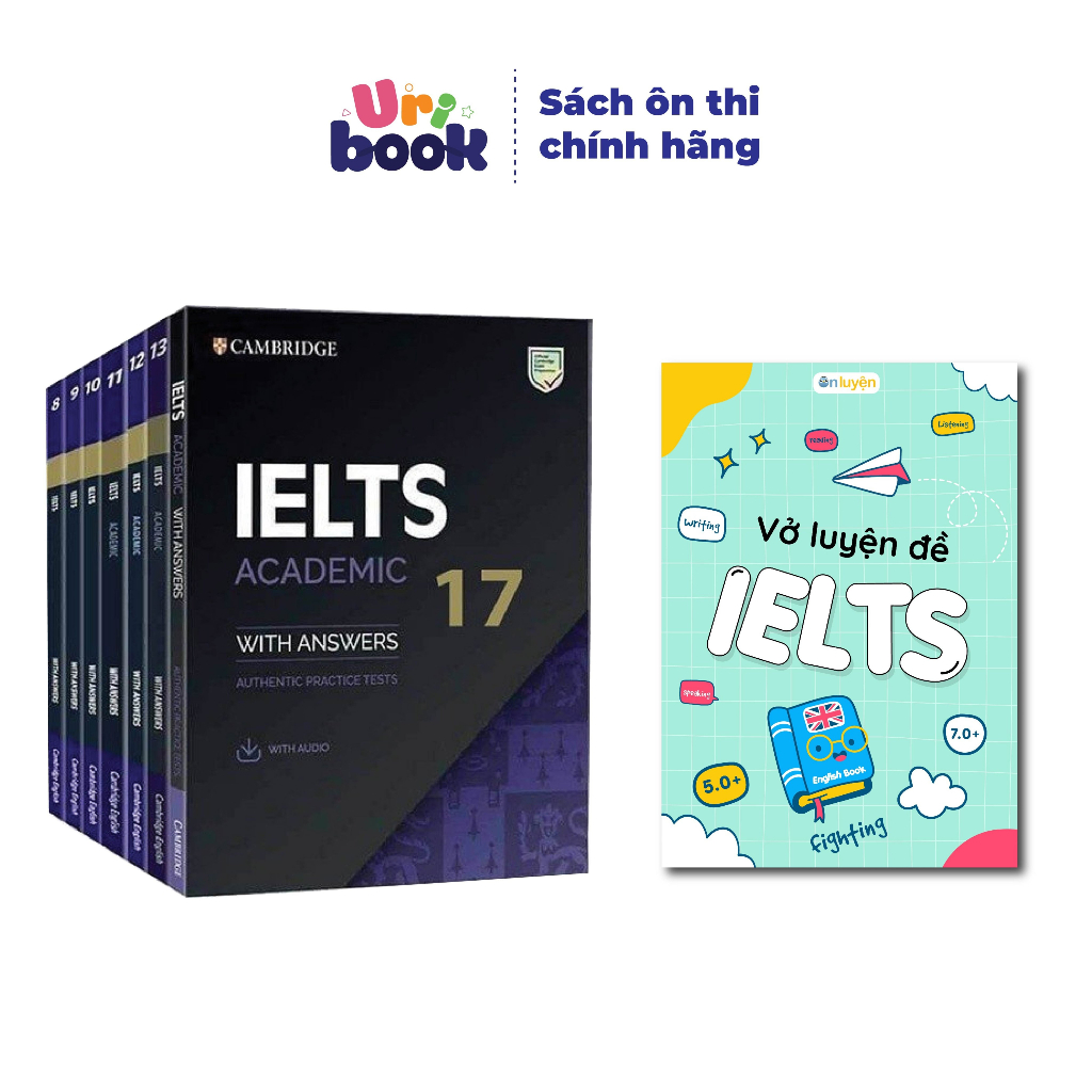 Combo Vở Luyện Đề IELTS và Cambridge IELTS Academic Lẻ 1 đến 17 -Uribook