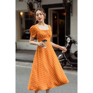 ĐẦM CHẤM BI CỔ VUÔNG TÔN DÁNG SIÊU XINH