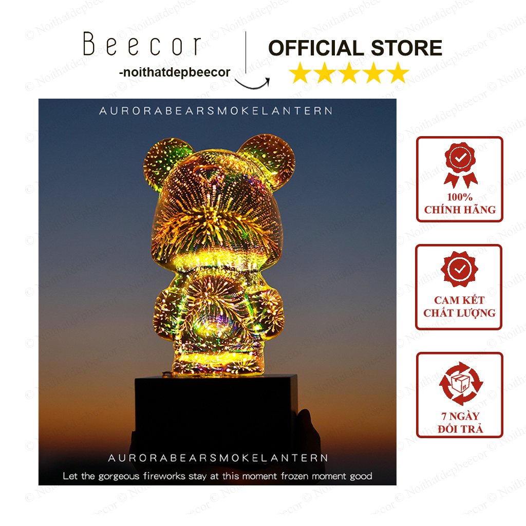 Đèn Gấu Bearbrick Nhiều Sắc Màu, Decor Phòng, Có Sạc Pin Phím Cảm Ứng