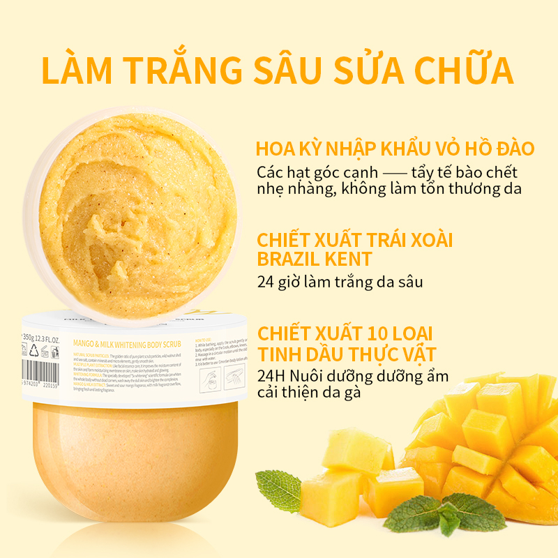 Bộ làm trắng cơ thể GMEELAN Tẩy tế bào chết Body 350g Sữa cơ thể 150g Phun cơ thể 50ml