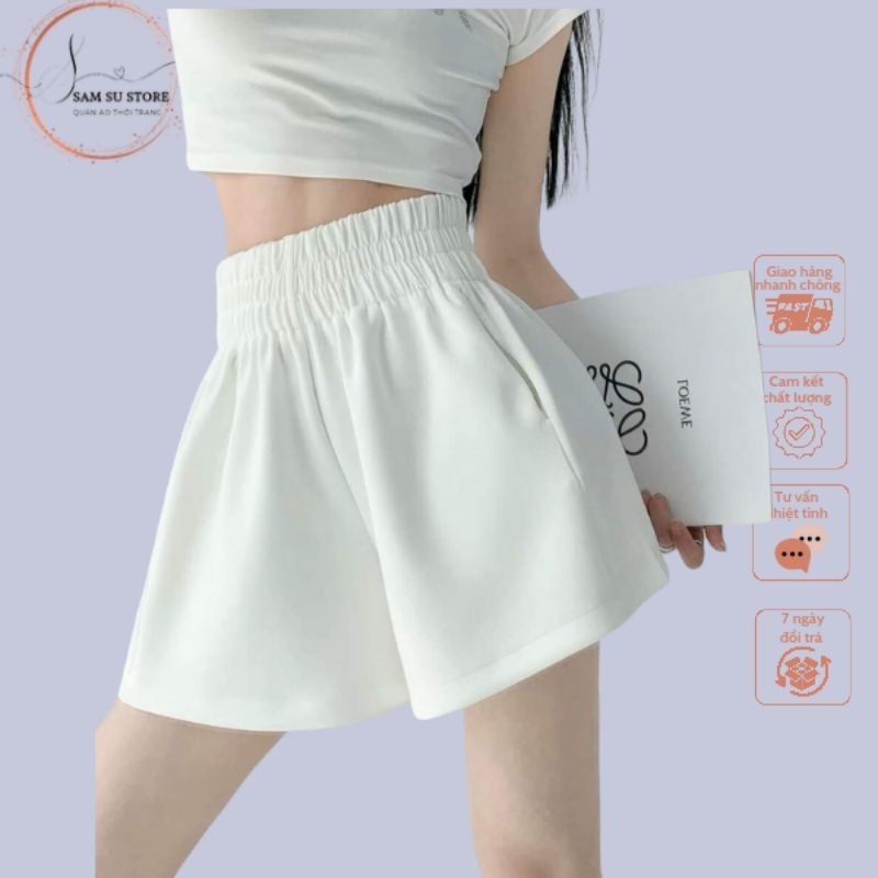 Quần short nữ, quần đùi nữ lưng chun chất phồng ống rộng cực mát freesize <60kg | BigBuy360 - bigbuy360.vn