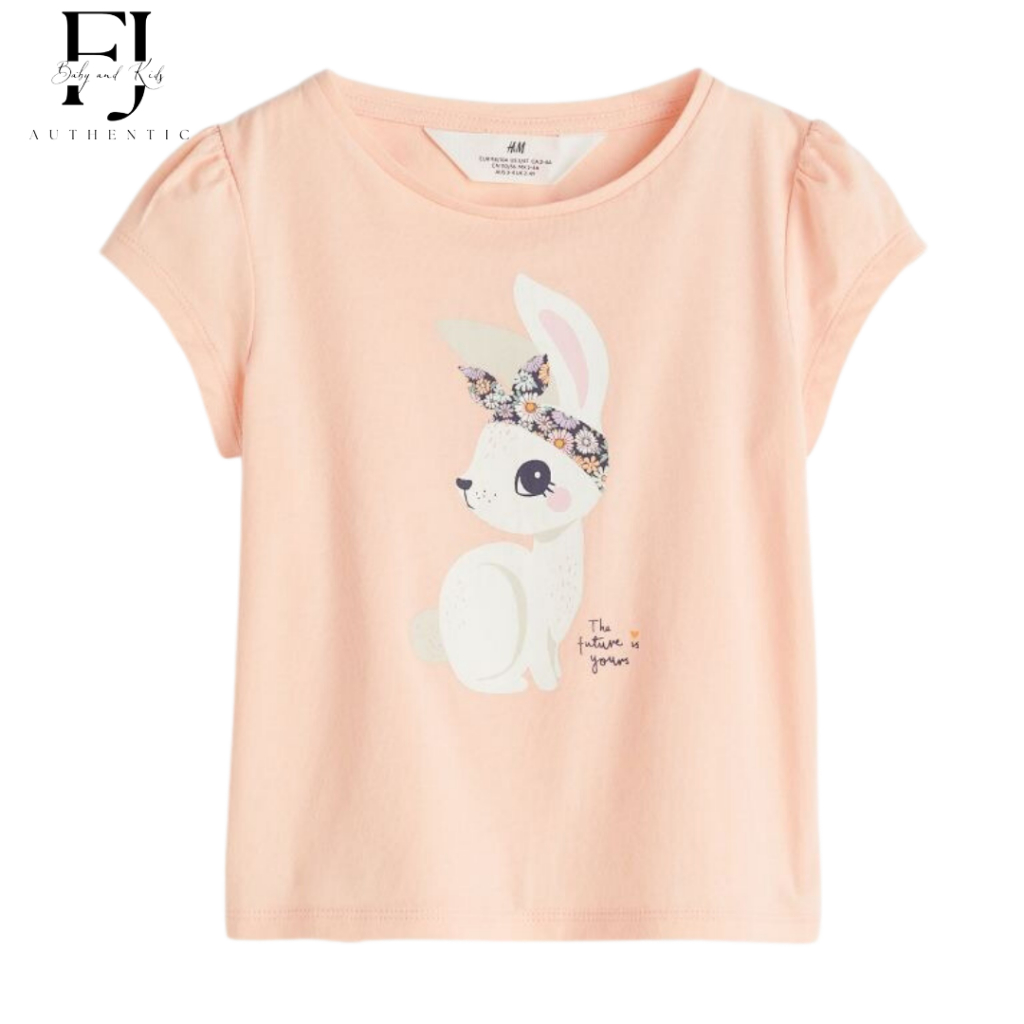 Áo thun bé gái chính hãng HM, áo thun họa tiết cho bé 2-10 tuổi Auth