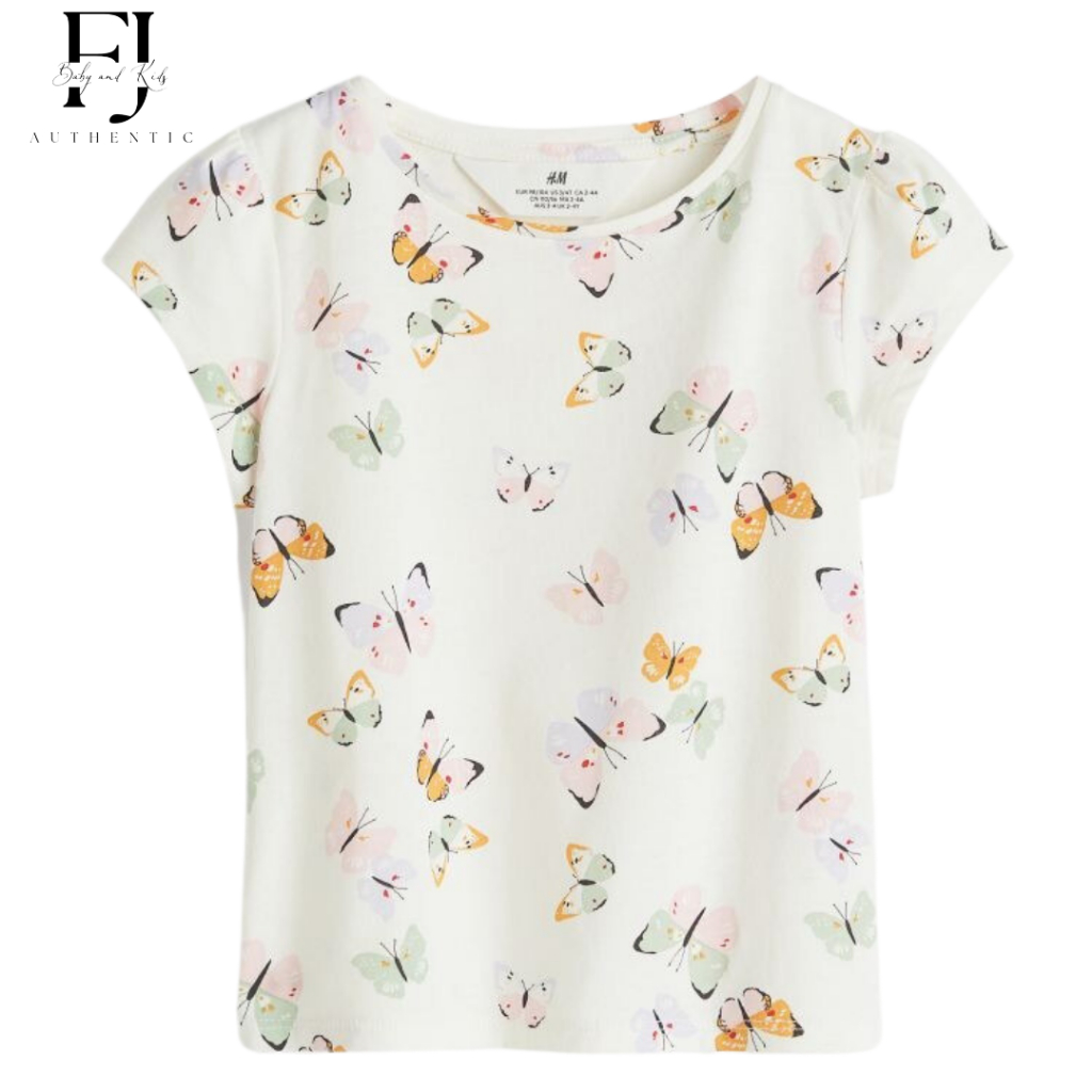 Áo thun bé gái chính hãng HM, áo thun họa tiết cho bé 2-10 tuổi Auth