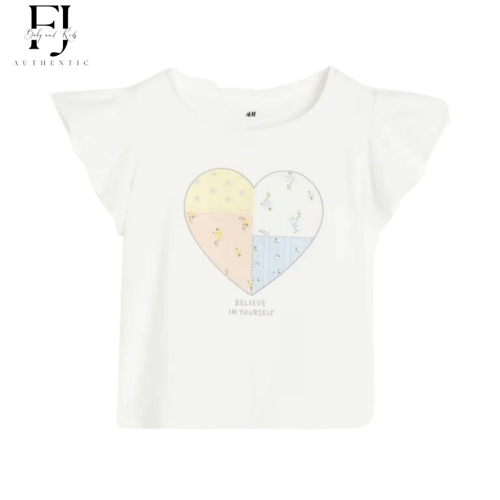 Áo thun bé gái chính hãng HM, áo thun họa tiết cho bé 2-10 tuổi Auth