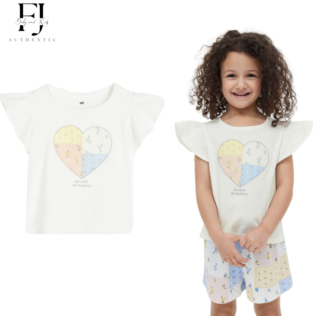 Áo thun bé gái chính hãng HM, áo thun họa tiết cho bé 2-10 tuổi Auth