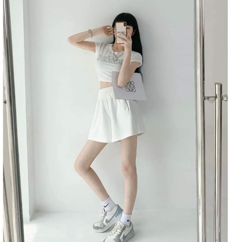 Quần short nữ, quần đùi nữ lưng chun chất phồng ống rộng cực mát freesize <60kg | BigBuy360 - bigbuy360.vn