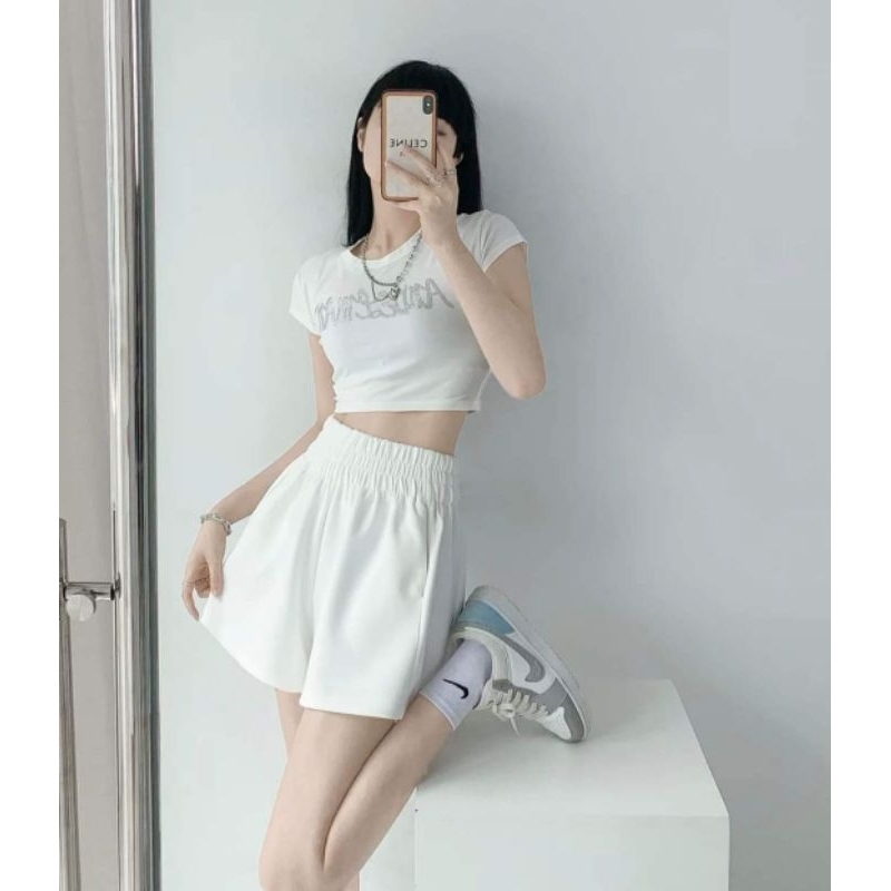 Quần short nữ, quần đùi nữ lưng chun chất phồng ống rộng cực mát freesize <60kg | BigBuy360 - bigbuy360.vn