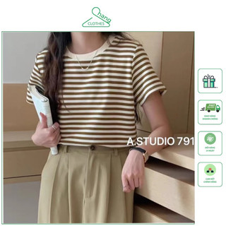 Áo thun nữ cổ tròn kẻ ngang CHANG chất xốp cực đẹp hàng chuẩn QCCC