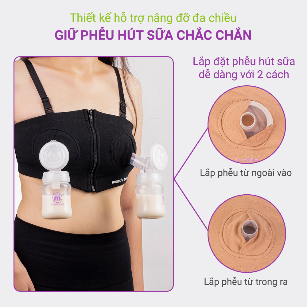 Áo Hút Sữa Rảnh Tay Mama's Choice, Giúp Mẹ Vắt Sữa Dễ Dàng, Chất Liệu Thoáng Khí, Freesize, Giữ Phễu Chắc Chắn