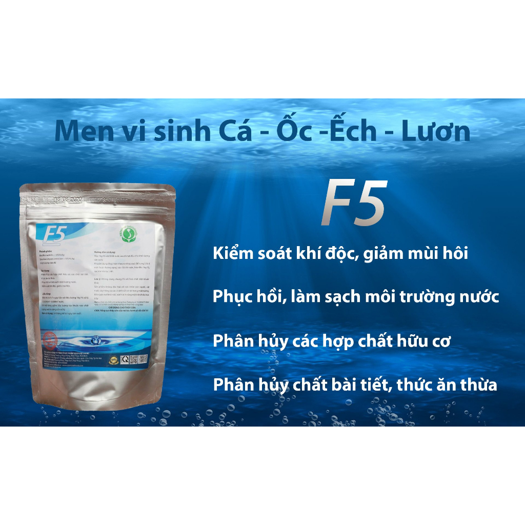 Men Vi Sinh Xử Lý Nước Cho Cá, Ốc, Ếch, Lươn F5 VIETHAND 200G