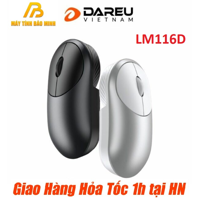 Chuột Bluetooth và Wireless 2.4GHz Dareu LM116D (Màu Đen và Bạc) - Hàng Chính Hãng