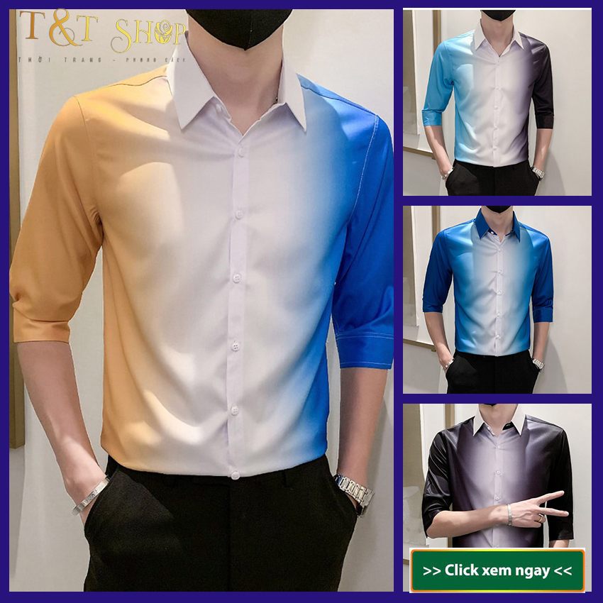 Áo sơ mi.Phong cách độc lạ, chuyển màu đa sắc mã- H61