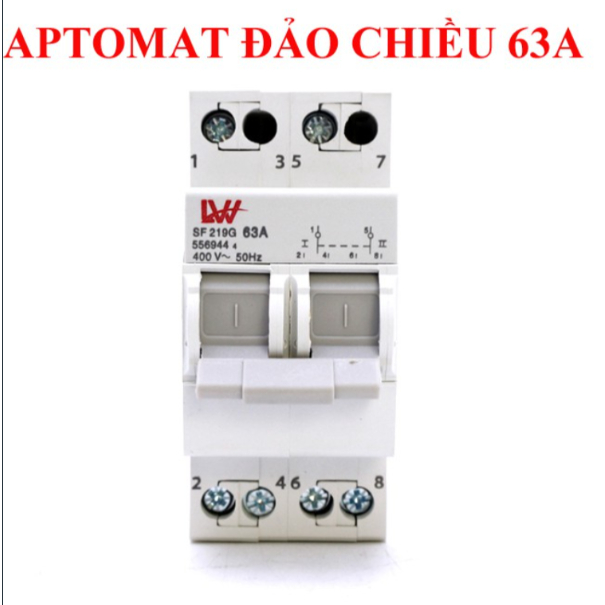 Át đảo chiều LW 32A 63A/2P/220V Cầu dao đảo chiều dạng aptomat 2P 32A 2P 63A