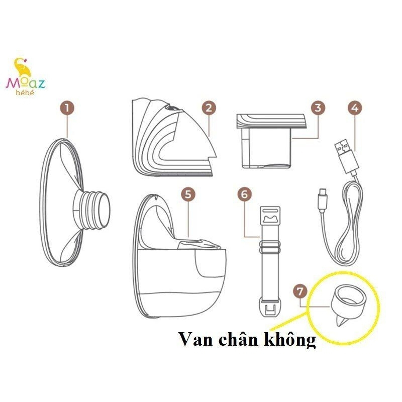 Van chân không máy hút sữa rảnh tay không dây Moaz MB052