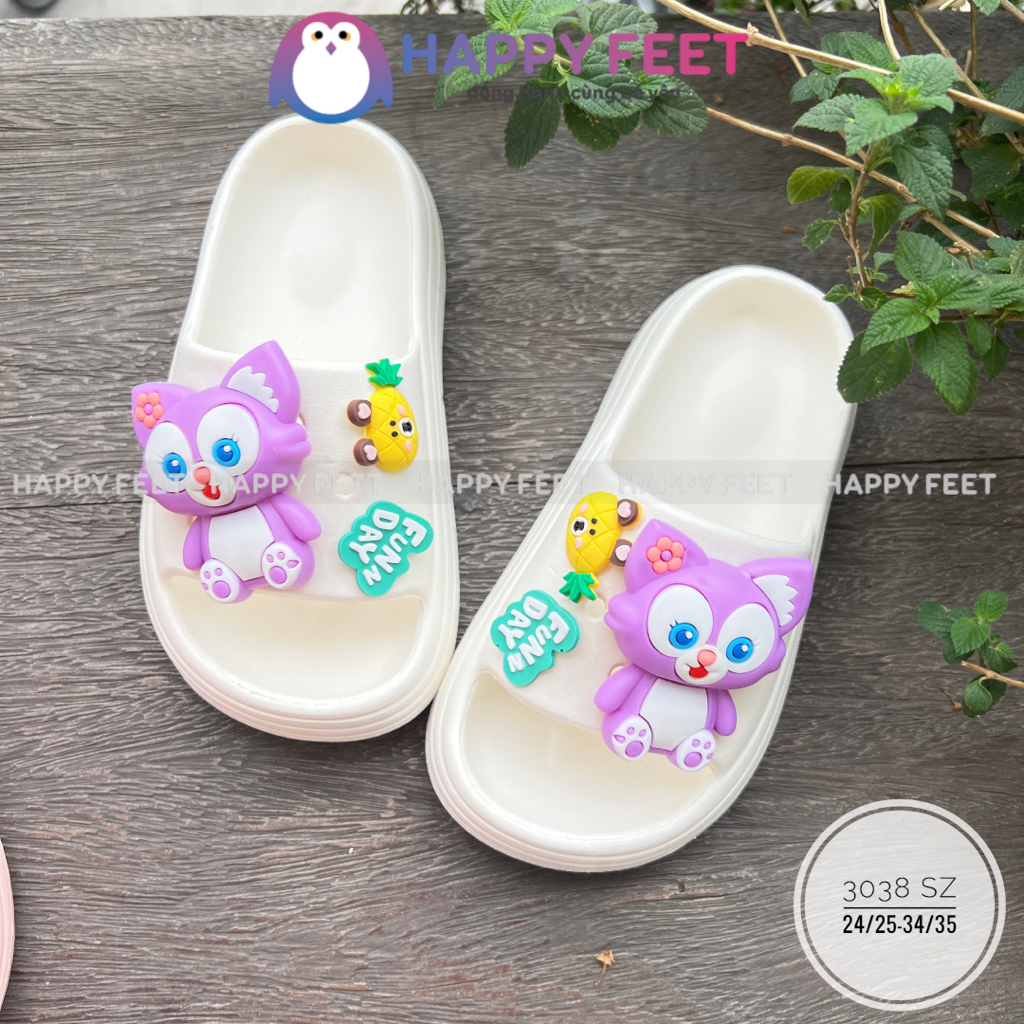 Dép lê cho bé siêu nhẹ chống trơn, lê đúc liền hình đáng yêu cho bé gái 3- 9 tuổi