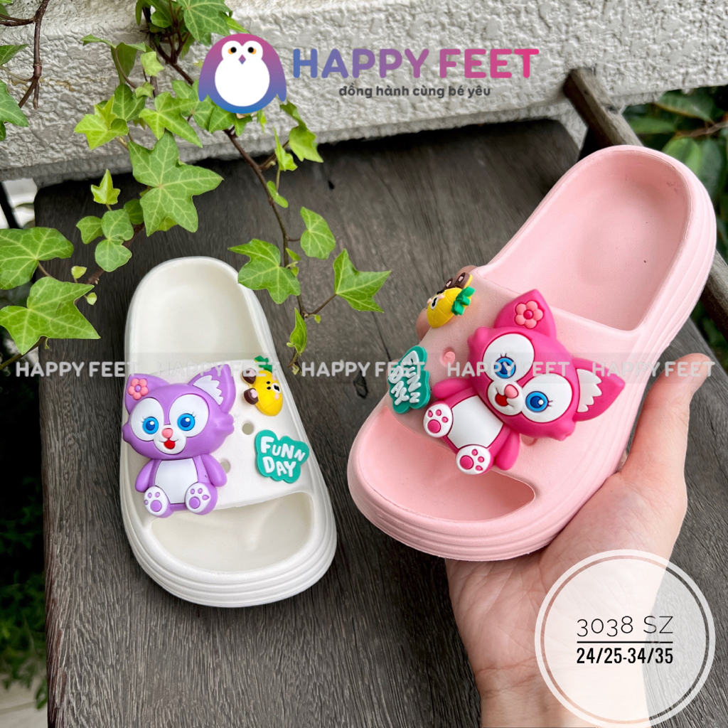 Dép lê cho bé siêu nhẹ chống trơn, lê đúc liền hình đáng yêu cho bé gái 3- 9 tuổi