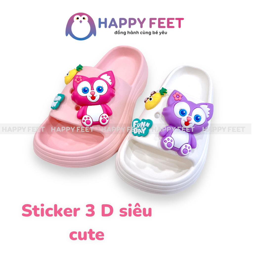 Dép lê cho bé siêu nhẹ chống trơn, lê đúc liền hình đáng yêu cho bé gái 3- 9 tuổi