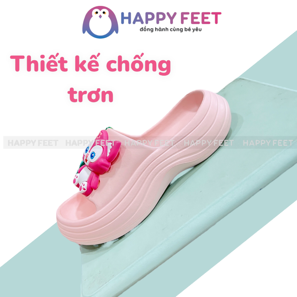 Dép lê cho bé siêu nhẹ chống trơn, lê đúc liền hình đáng yêu cho bé gái 3- 9 tuổi