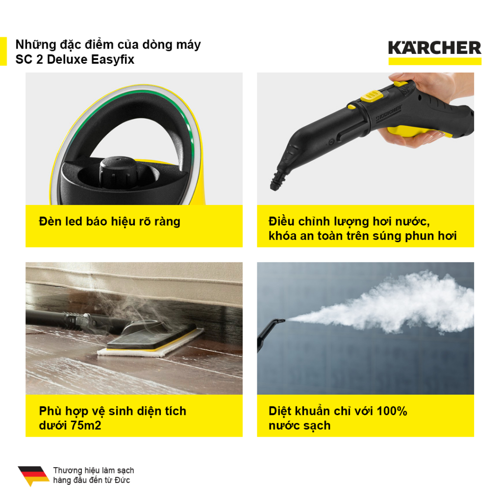 Máy làm sạch bằng hơi nước nóng Karcher SC 2 Deluxe easyfix