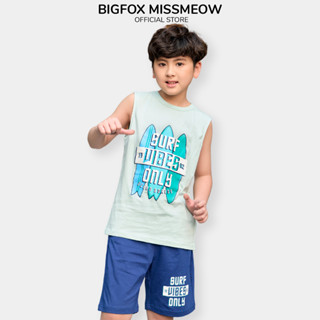 Bộ ba lỗ sát nách cho bé trai size đại Bigfox Miss Meow mùa hè vải cotton xuất Hàn 12-15 tuổi 40kg