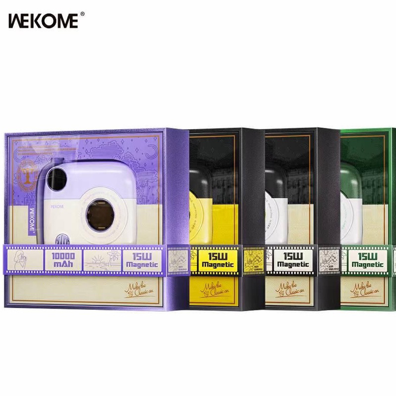 Sạc dự phòng wekome 10000mAh kiêm sạc không dây 15w có led hình máy ảnh nhỏ gọn kute