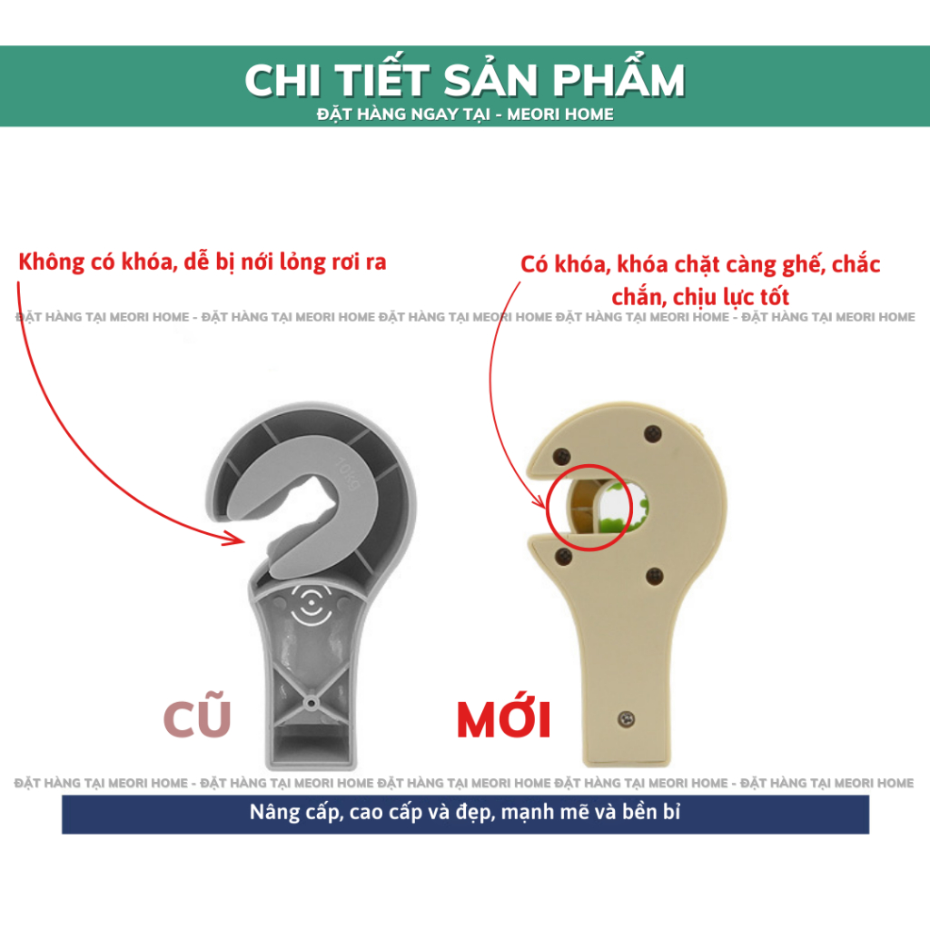 Set 2 móc treo đồ trên ô tô gài trước sau ghế thiết kế chắc chắn cao cấp Meorihome