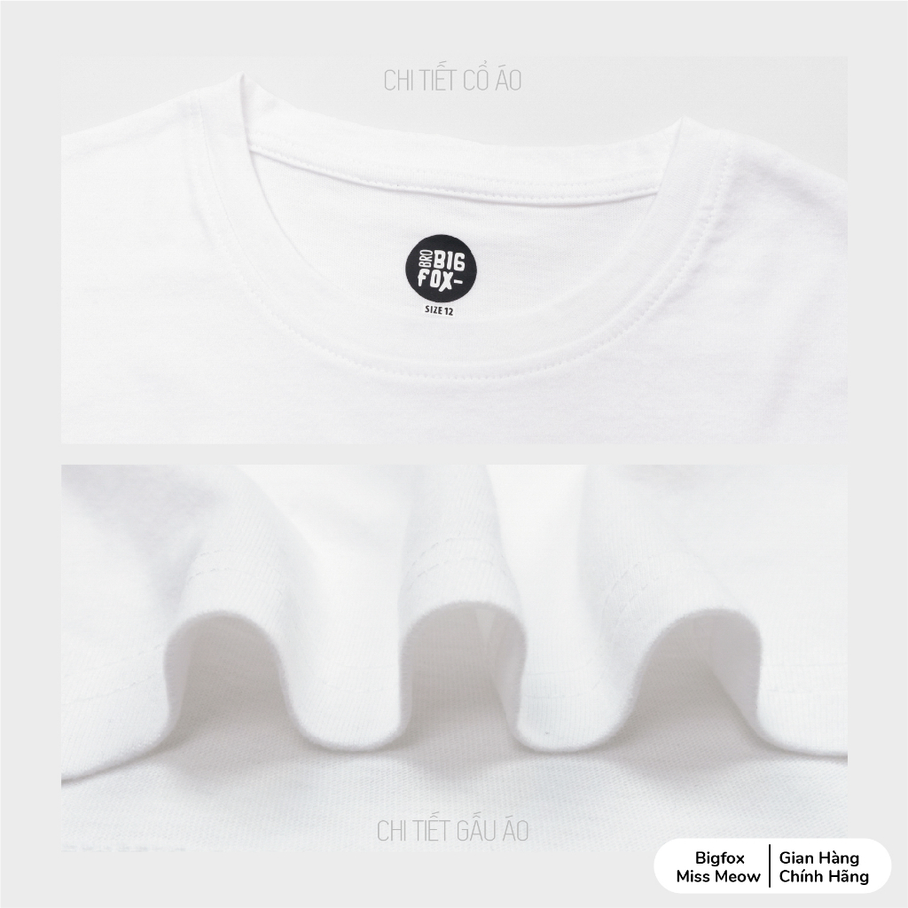 Bộ hè bé trai Bigfox Miss Meow size đại phom Hàn chất cotton, dáng cộc tay hình in đẹp cho 12-15 tuổi, từ 40kg, 50kg