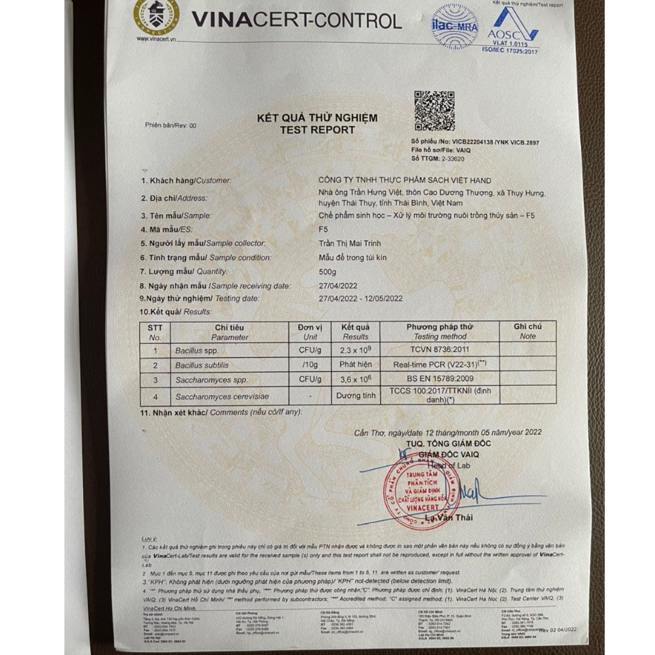 Men Vi Sinh Xử Lý Nước Cho Cá, Ốc, Ếch, Lươn F5 VIETHAND 200G