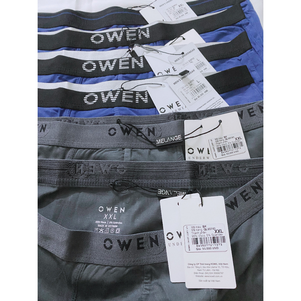 Combo 4 sịp Boxer OWEN ❤️FREESHIP❤️Quần Sịp Đùi Nam kháng khuẩn cao cấp, Chính hãng full tem mác