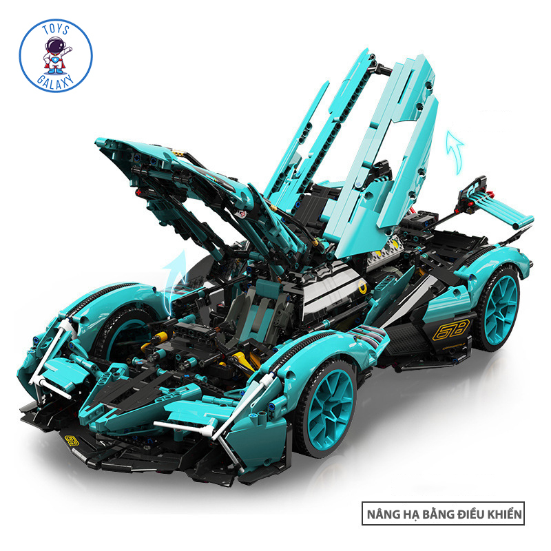 Đồ Chơi Lắp Ráp Mô Hình Điều Khiển Từ Xa RC Siêu Xe Lamborghini V12 Vision GT Tiffany Blue / Bugatti Tỉ Lệ 1:8 MY88001B