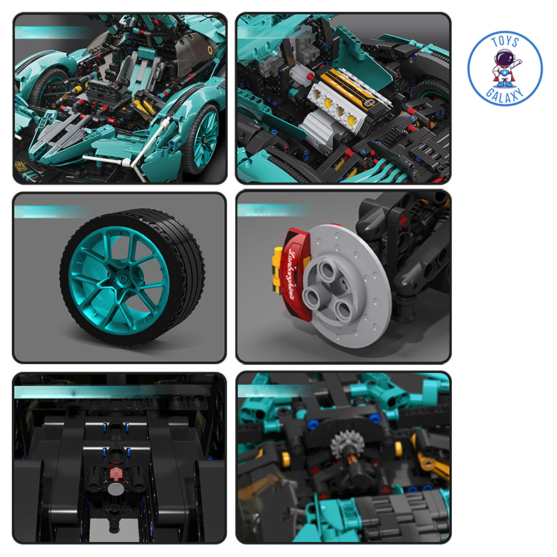 Đồ Chơi Lắp Ráp Mô Hình Điều Khiển Từ Xa RC Siêu Xe Lamborghini V12 Vision GT Tiffany Blue / Bugatti Tỉ Lệ 1:8 MY88001B