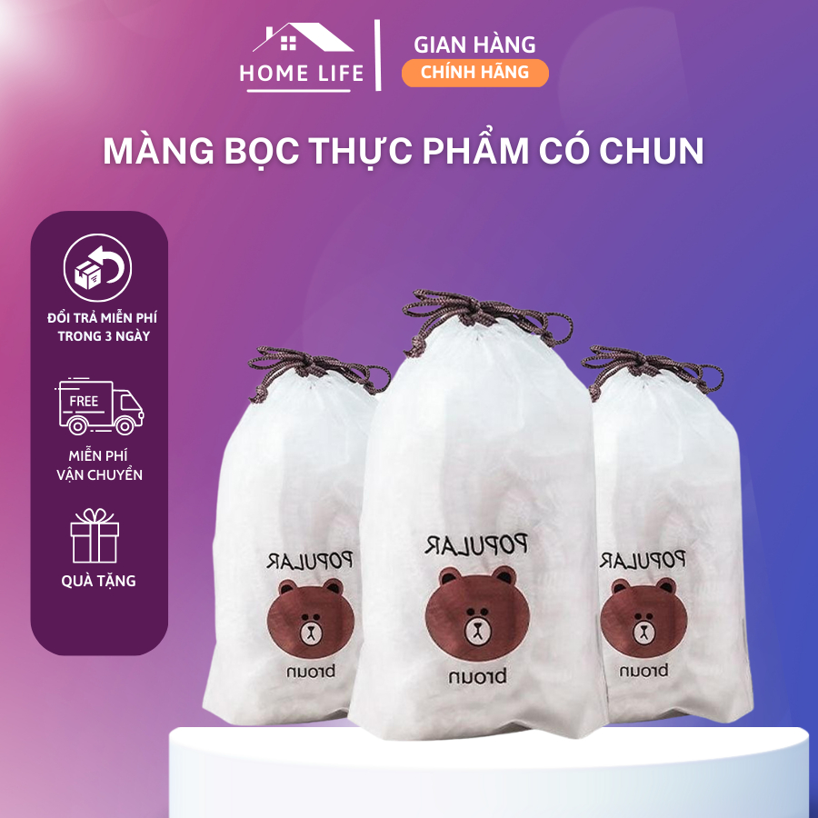 Sét 100 màng bọc thực phẩm có chun co giãn Nilon Bao Trùm Thức ăn Tóc Tiện Lợi