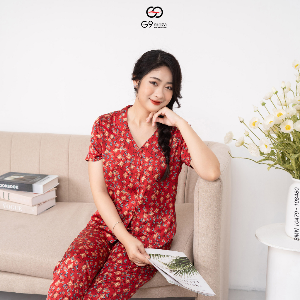 Bộ pijama lụa G9moza 10479-10480 chất lụa mềm mịn mát