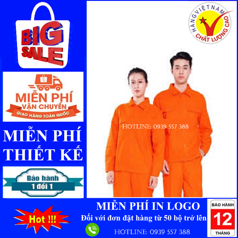 QUẦN ÁO ĐỒNG PHỤC BẢO HỘ LAO ĐỘNG VẢI KAKI LOẠI 1 ( MÀU CAM ) , QUẦN ÁO CÔNG NHÂN ĐIỆN LỰC