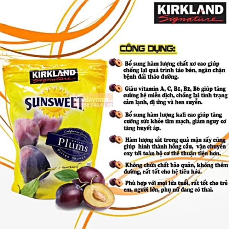Mận Mỹ sấy dẻo Kirkland Sunsweet  - đọc lưu ý trong mô tả