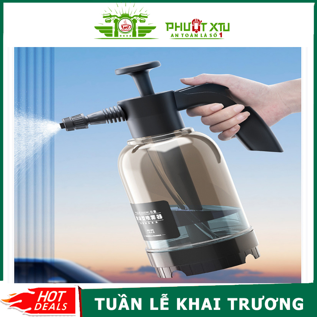 Bình phun bọt rửa xe máy, xe ô ô 2L, bình xịt tưới cây làm vườn tự động + Tặng kèm 2 vòi -Hội quán Phượt XTU khuyên dùng