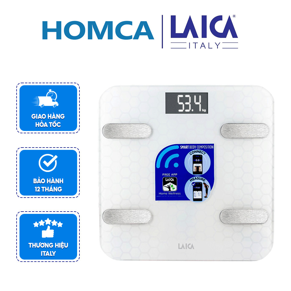 Cân điện tử sức khỏe thông minh LAICA PS7011 - Cân đo 6 chỉ số cơ thể