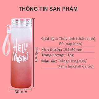 Bình nước thủy tinh Hello Master 400ml