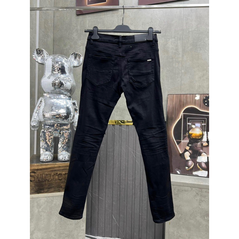 Quần Biker Nam Rách Gối Phối Da Nhăn Cực Đỉnh 001