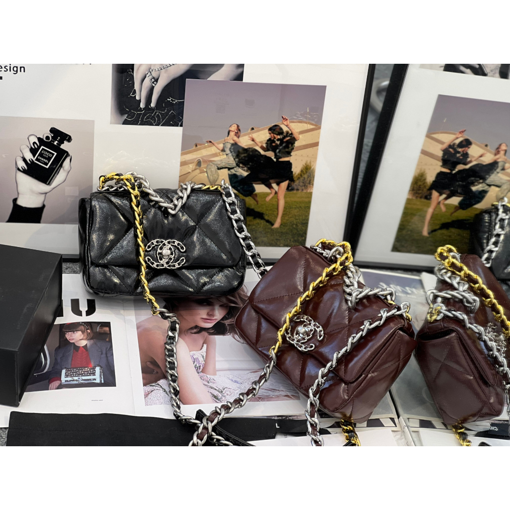 TÚI CHA NEO C19 DA NHÁM BÓNG KHÓA BẠC