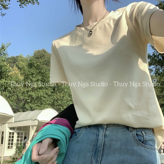 Áo Thun Basic 𝗧𝗛𝗨𝗬 𝗡𝗚𝗔 𝗦𝗧𝗨𝗗𝗜𝗢 Dáng Vừa Dễ Mix Đồ Hàng QC