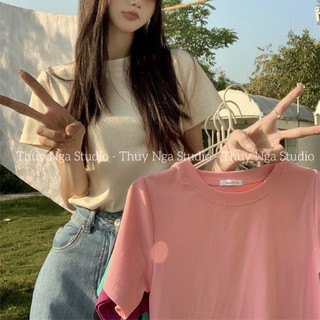 Áo Thun Basic 𝗧𝗛𝗨𝗬 𝗡𝗚𝗔 𝗦𝗧𝗨𝗗𝗜𝗢 Dáng Vừa Dễ Mix Đồ Hàng QC