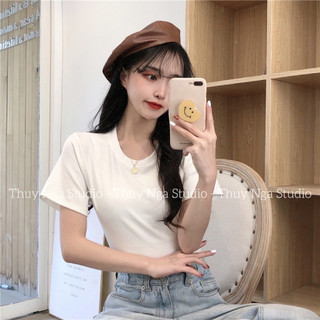 Áo Thun Basic 𝗧𝗛𝗨𝗬 𝗡𝗚𝗔 𝗦𝗧𝗨𝗗𝗜𝗢 Dáng Vừa Dễ Mix Đồ Hàng QC