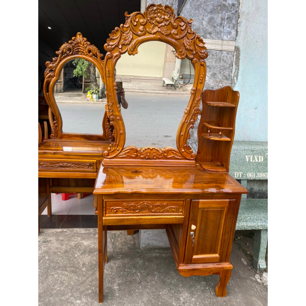 Bàn trang điểm gỗ Tràm bông vàng Ngang 80cm (FREESHIP )