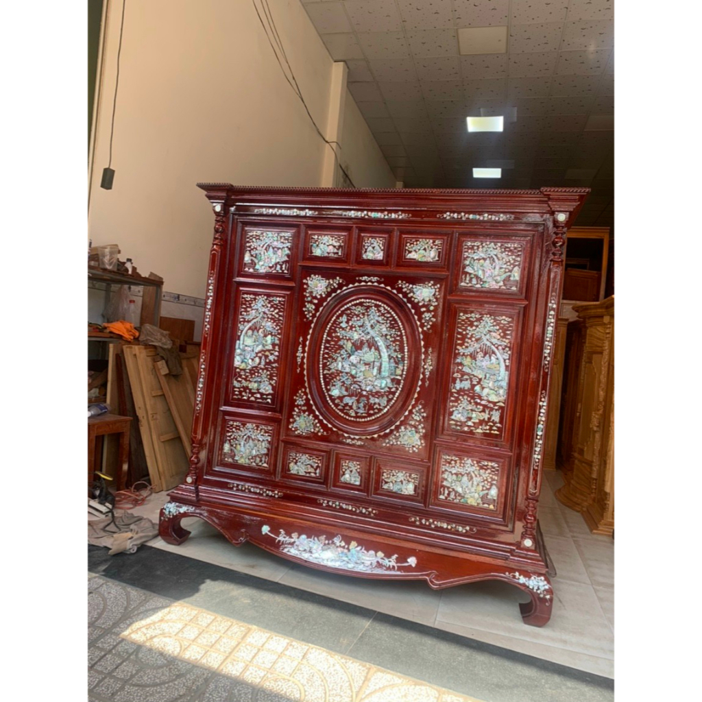 Tủ thờ căm xe mẫu Vip cẩn đá ngang 1m33-1m53 nhiều màu  32RSGB